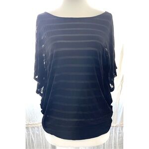 Y2K BEBE vintage black dolman sleeve lightweight shirt top blouse stripe sheer